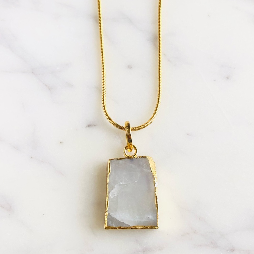 18K Gold Plated Moonstone Snake Chain Statement Necklace - June Birthstone